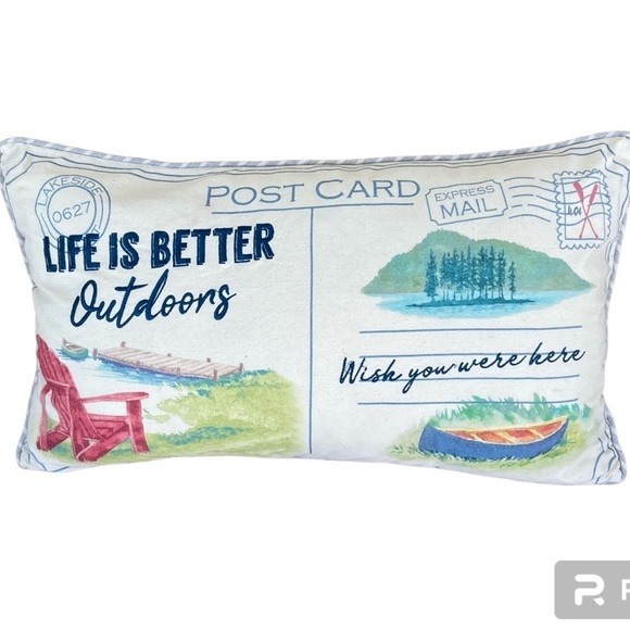 Tommy Bahama Life is Better Outdoors Postcard Pillow size 24x 14 used - Picture 1 of 6